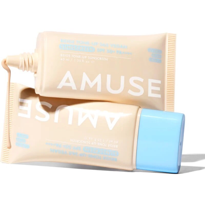AMUSE Beige Tone-Up 365 Vegan Sunscreen tónovací opalovací fluid pro sjednocení barevného tónu pleti SPF 50+ 40 ml