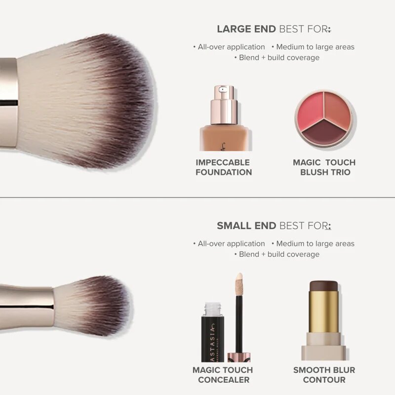 Anastasia Beverly Hills Impeccable Foundation & Face Brush oboustranný univerzální štětec na make-up 1 ks