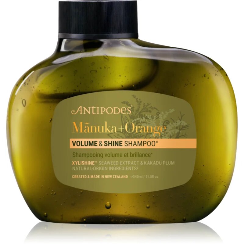 Antipodes Mᾱnuka + Orange Volume & Shine objemový šampon pro lesk a hebkost vlasů 340 ml