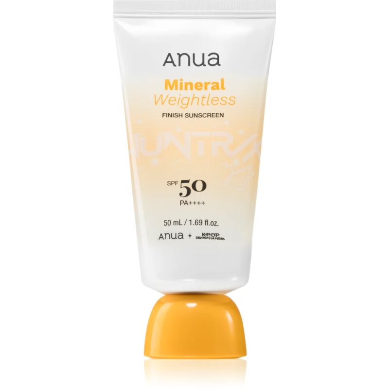 Anua K-Pop Demon Hunters Mineral Weightless Finish Sunscreen lehký ochranný krém na obličej SPF 50 50 ml