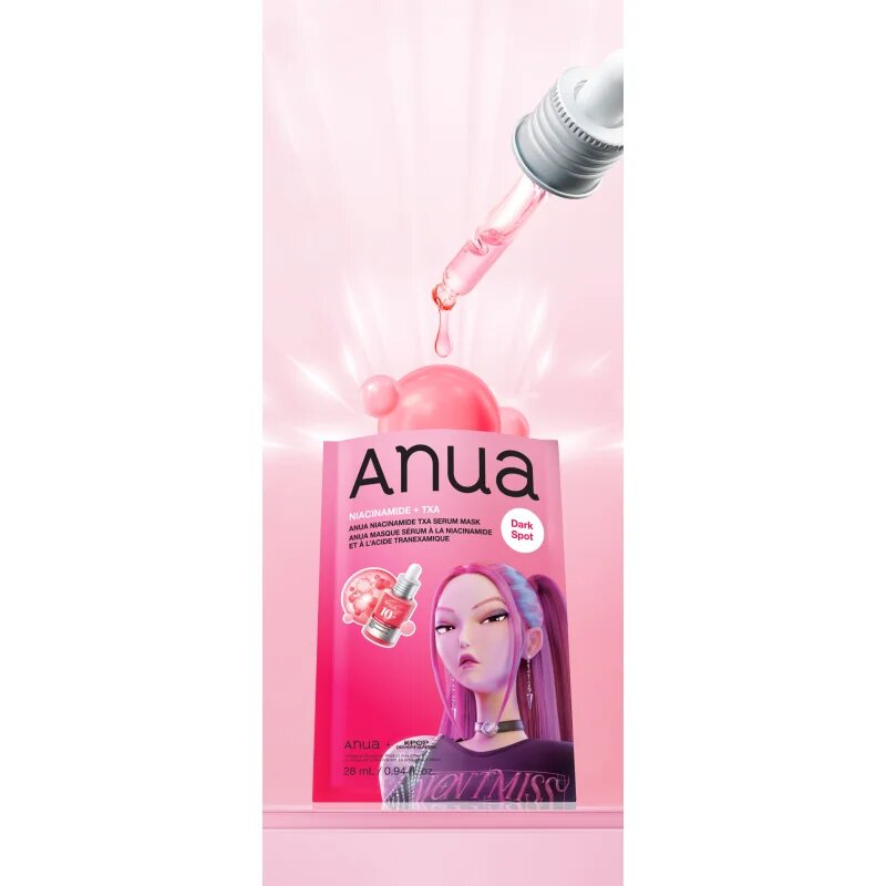 Anua K-Pop Demon Hunters Niacinamide TXA Serum Mask rozjasňující plátýnková maska s hydratačním účinkem 28 ml