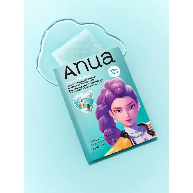 Anua K-Pop Demon Hunters PDRN + Hyaluronic Acid Capsule 100 Serum Mask hydratační plátýnková maska pro rozjasnění a vyhlazení pleti 23 ml