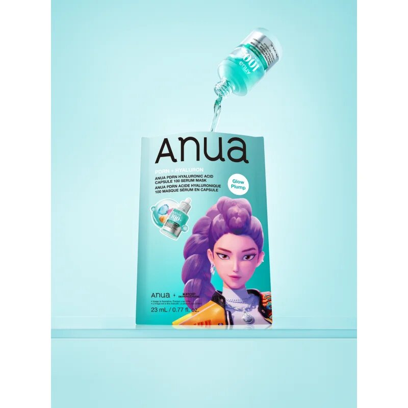 Anua K-Pop Demon Hunters PDRN + Hyaluronic Acid Capsule 100 Serum Mask hydratační plátýnková maska pro rozjasnění a vyhlazení pleti 23 ml