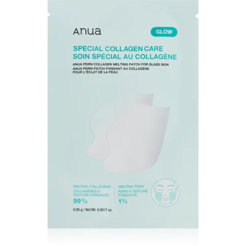 Anua PDRN Collagen Melting Patch for Glass Skin rozjasňující pleťová maska pro výživu a hydrataci 4 ks
