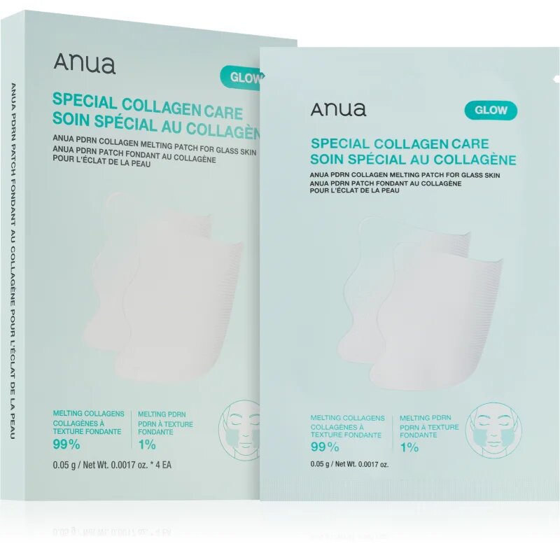 Anua PDRN Collagen Melting Patch for Glass Skin rozjasňující pleťová maska pro výživu a hydrataci 4 ks