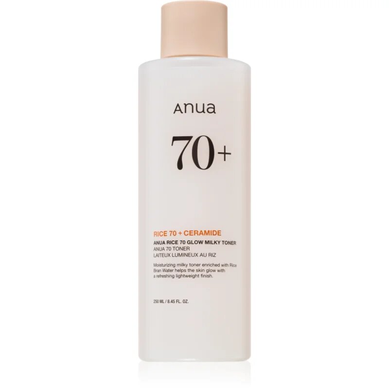Anua Rice 70+ Glow Milky Toner hydratační tonikum pro rozjasnění pleti 250 ml