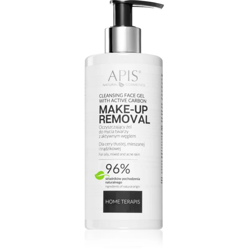 Apis Natural Cosmetics Home TerApis čisticí gel s aktivním uhlím pro mastnou a problematickou pleť 300 ml