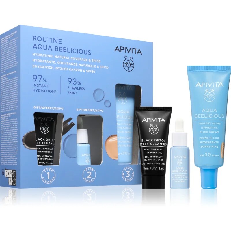 Apivita Aqua Beelicious Hydrating & Natural Coverage Routine Set sada pro rozjasnění a hydrataci