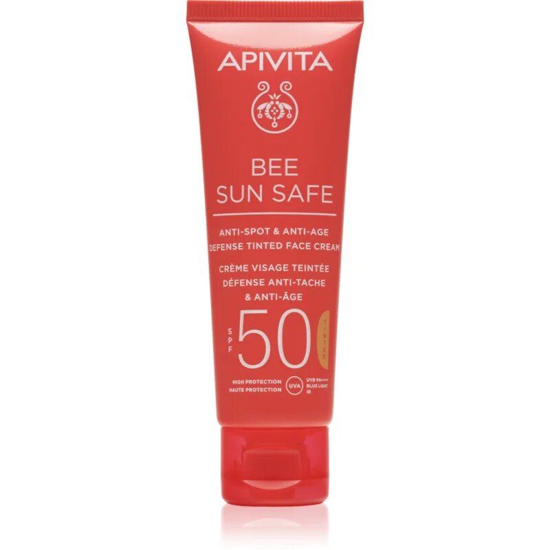 Apivita Bee Sun Safe Anti-Spot and Anti-Age Tinted Face Cream SPF50 ochranný tónovací krém na obličej SPF 50 odstín Tinted 50 ml