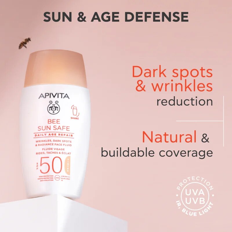 Apivita Bee Sun Safe Daily Age Repair Tinted Fluid SPF50 tónovací ochranný krém SPF 50 50 ml