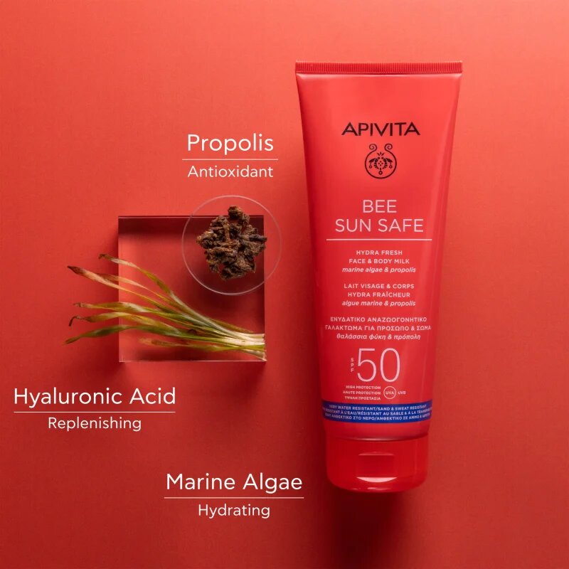 Apivita Bee Sun Safe Hydra Fresh Milk SPF50 opalovací mléko na obličej a tělo SPF 50 100 ml