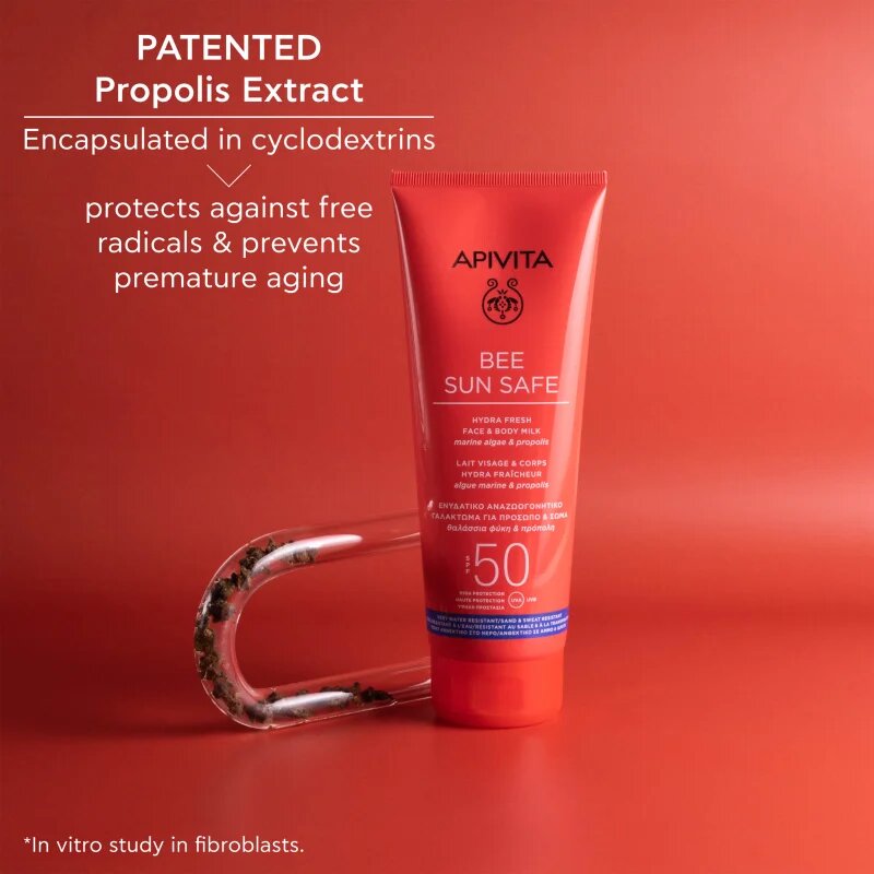 Apivita Bee Sun Safe Hydra Fresh Milk SPF50 opalovací mléko na obličej a tělo SPF 50 200 ml