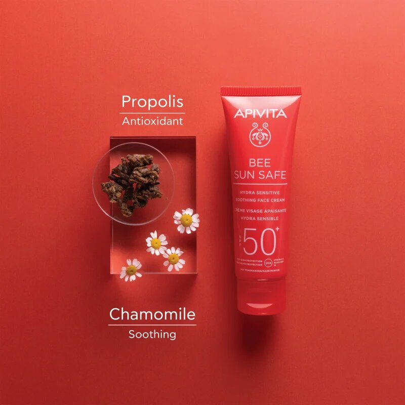 Apivita Bee Sun Safe Hydra Sensitive Soothing Face Cream SPF50+ zklidňující a hydratační krém SPF 50+ 50 ml
