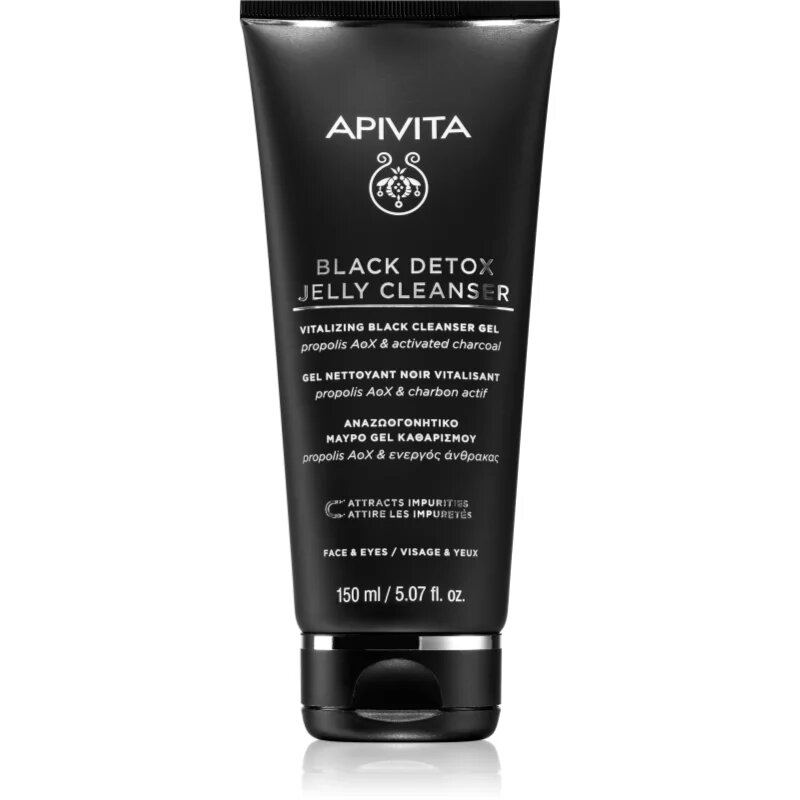 Apivita Cleansing Black Detox Jelly Cleanser čisticí gel s aktivním uhlím 150 ml
