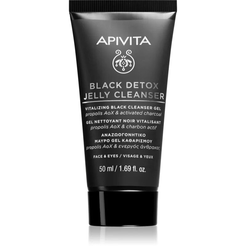 Apivita Cleansing Black Detox Jelly Cleanser čisticí gel s aktivním uhlím 50 ml