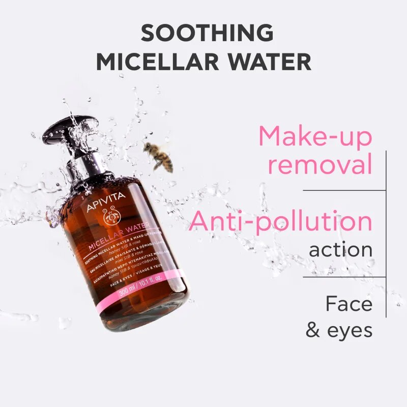 Apivita Cleansing Micellar Water zklidňující micelární voda na obličej a oči 300 ml