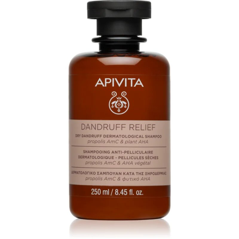 Apivita Dandruff Relief Dry Dandruff Dermatological Shampoo šampon proti lupům pro suchou a svědící pokožku hlavy 250 ml