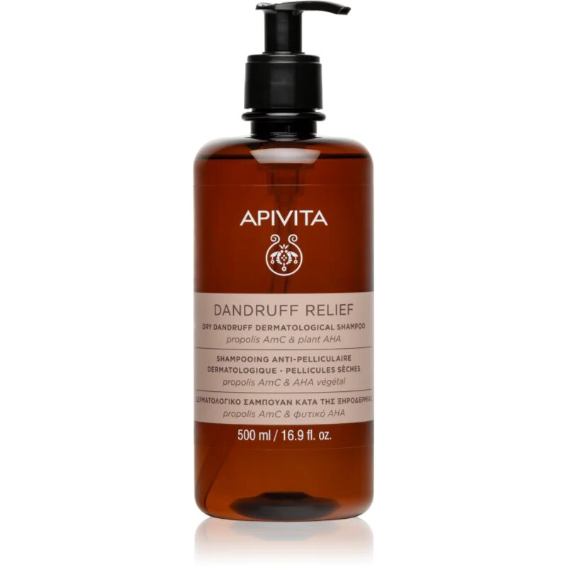 Apivita Dandruff Relief Dry Dandruff Dermatological Shampoo šampon proti lupům pro suchou a svědící pokožku hlavy 500 ml