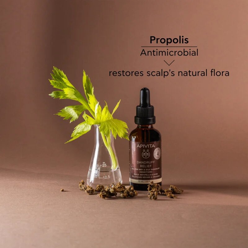 Apivita Dandruff Relief Oil péče o pokožku hlavy proti mastným lupům 50 ml