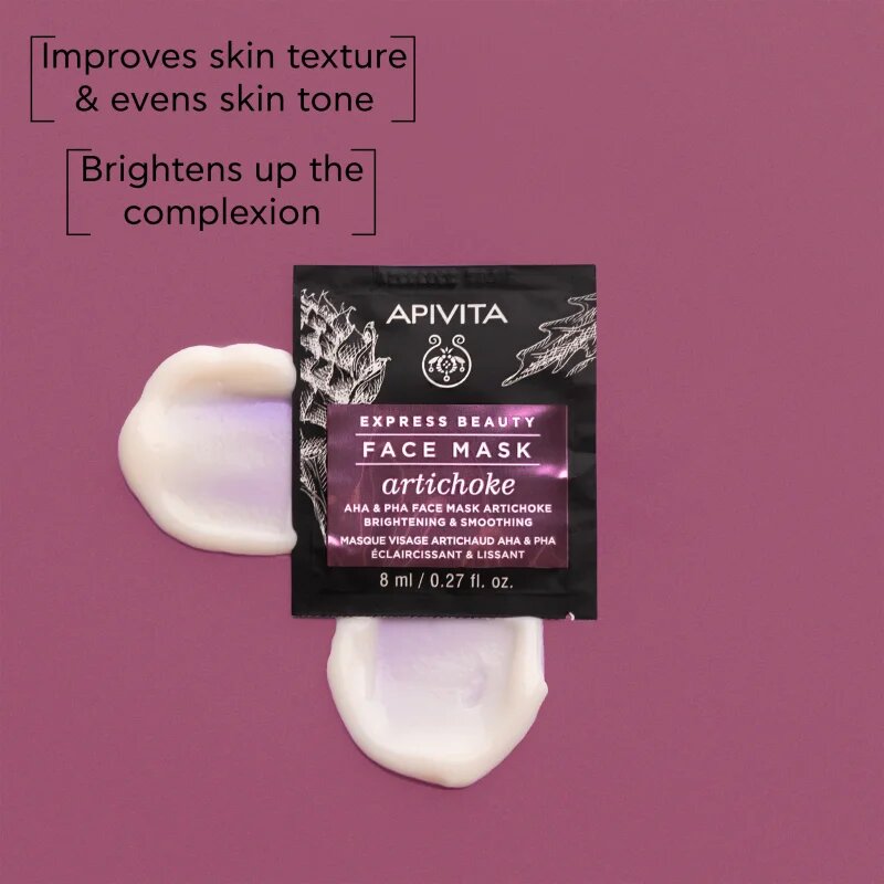 Apivita Express Beauty Brightening Face Mask Artichoke intenzivní hydratační maska s AHA kyselinami 2x8 ml