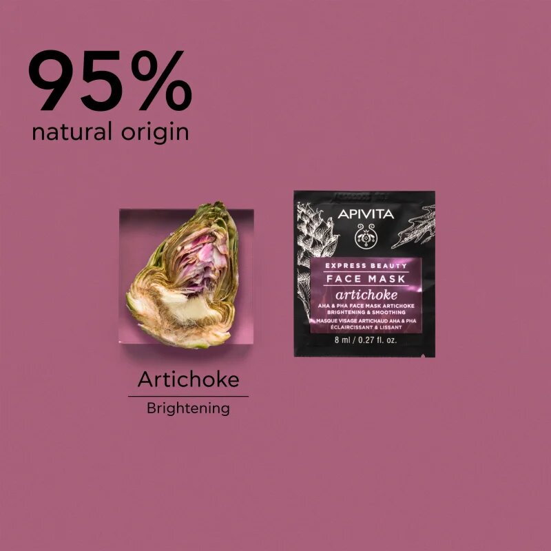 Apivita Express Beauty Brightening Face Mask Artichoke intenzivní hydratační maska s AHA kyselinami 2x8 ml