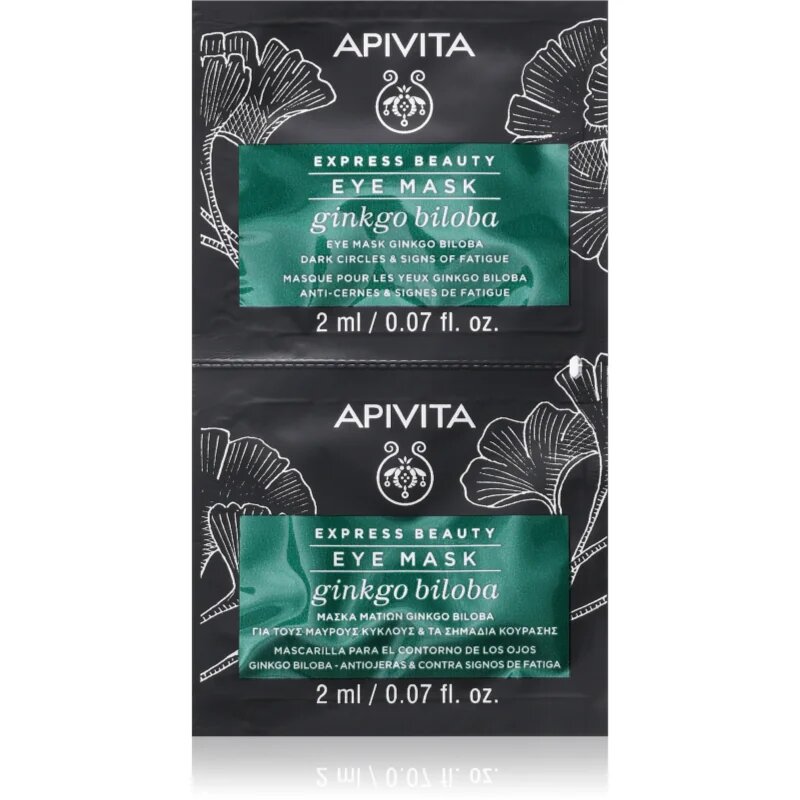 Apivita Express Beauty Eye Mask Gingko Biloba maska na oční okolí proti tmavým kruhům 2x2 ml