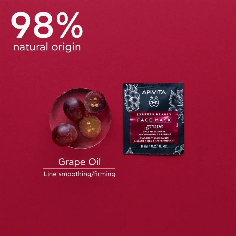 Apivita Express Beauty Firming Face Mask Grape protivrásková a zpevňující pleťová maska 2x8 ml