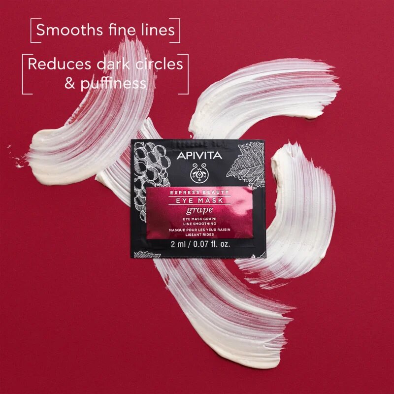 Apivita Express Beauty Line Smoothing Eye Mask Grape oční maska s vyhlazujícím efektem 2 x 2 ml