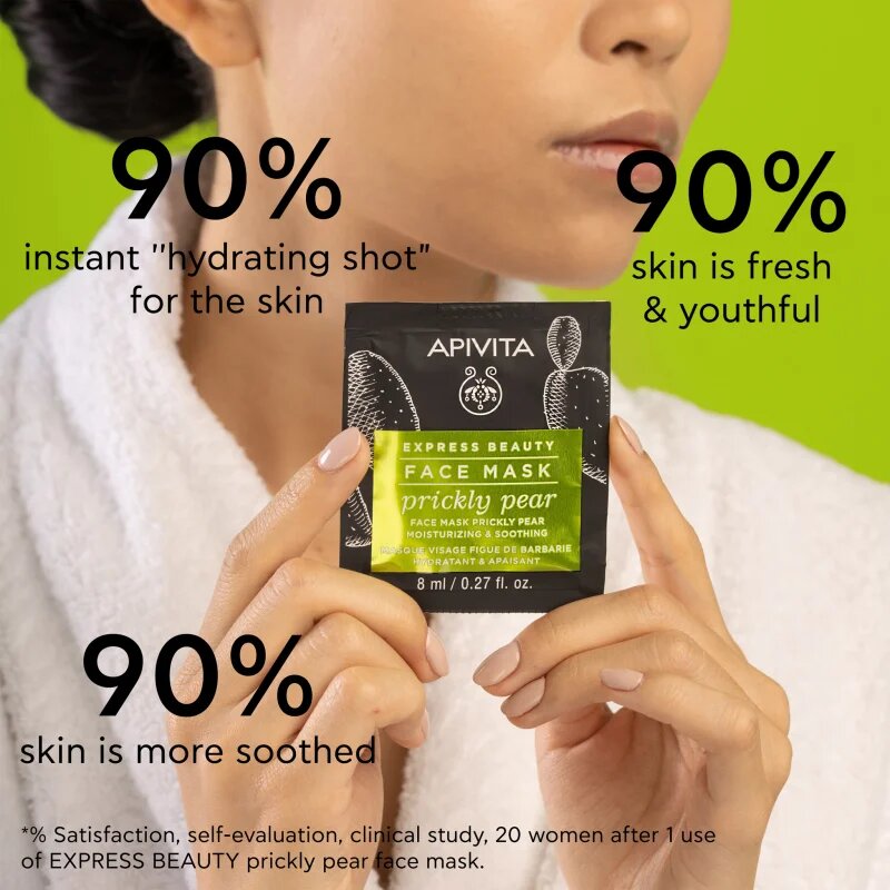 Apivita Express Beauty Moisturizing Face Mask Prickly Pear zklidňující pleťová maska s hydratačním účinkem 2x8 ml