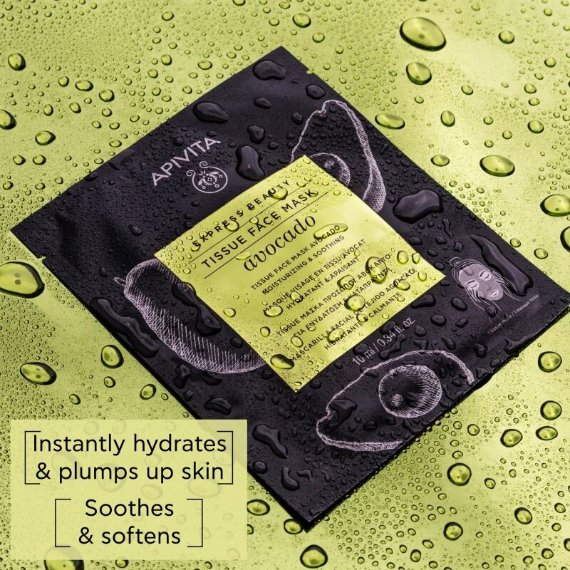 Apivita Express Beauty Moisturizing Tissue Face Mask Avocado hydratační plátýnková maska pro zklidnění pleti 10 ml