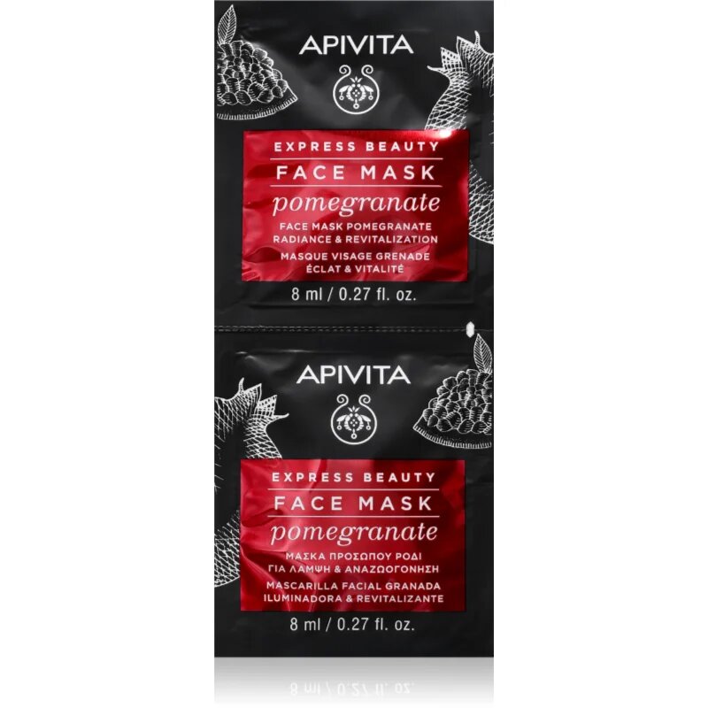 Apivita Express Beauty Pomegranate revitalizační a rozjasňující pleťová maska 2x8 ml