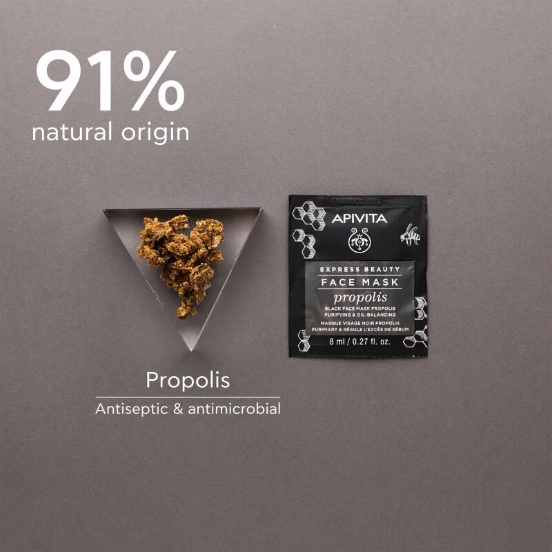 Apivita Express Beauty Purifying Face Mask Propolis čisticí černá maska pro mastnou pleť 2x8 ml