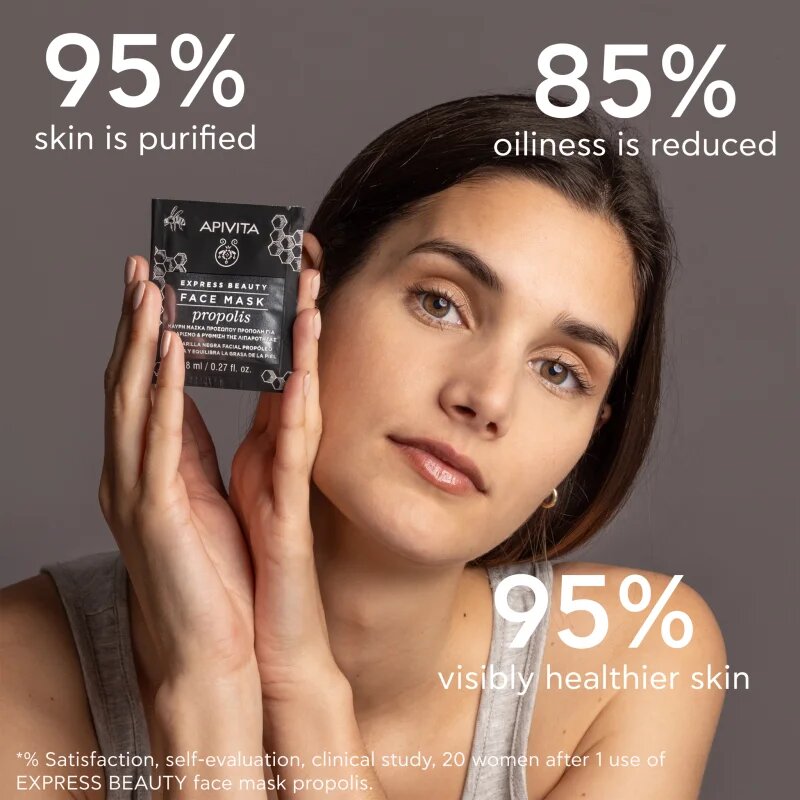 Apivita Express Beauty Purifying Face Mask Propolis čisticí černá maska pro mastnou pleť 2x8 ml
