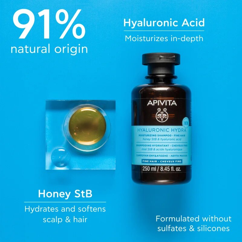 Apivita Hyaluronic Hydra Fine Hair Moisturizing Shampoo hydratační šampon pro jemné vlasy 250 ml