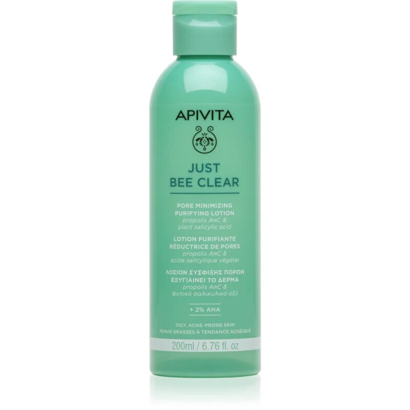 Apivita Just Bee Clear Pore Minimizing Lotion péče na rozšířené póry a černé tečky 200 ml