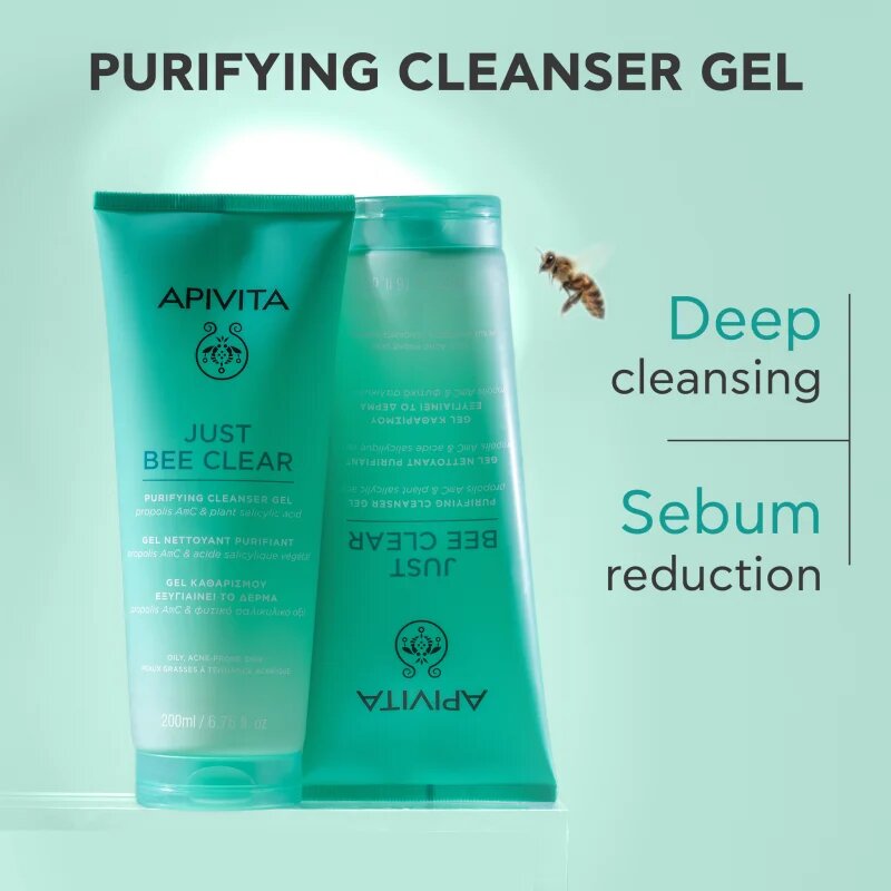 Apivita Just Bee Clear Purifying Cleanser Gel čisticí pleťový gel proti akné 200 ml