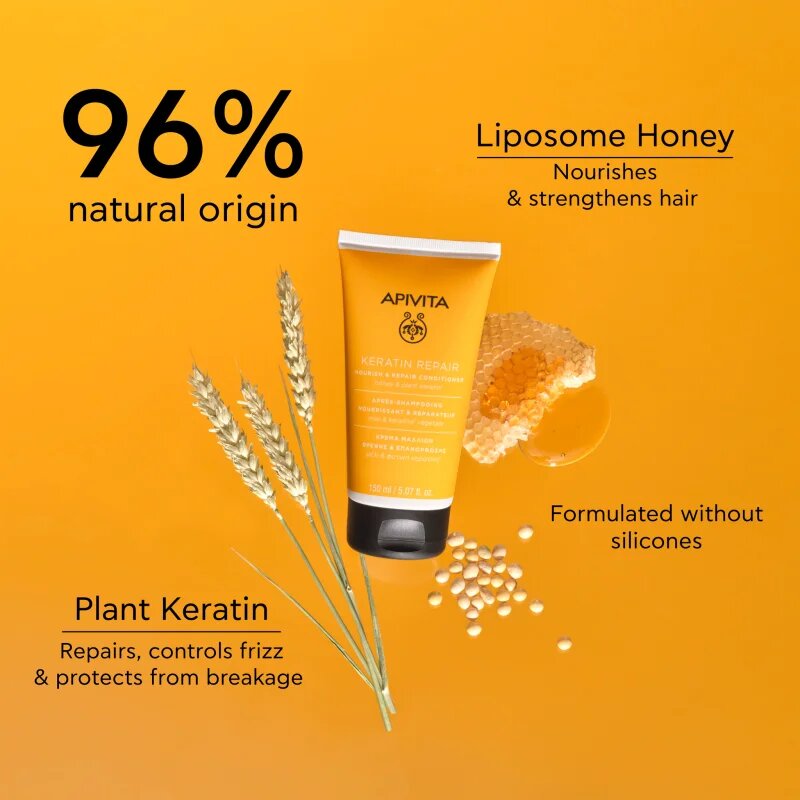Apivita Keratin Repair Nourish Repair Conditioner obnovující kondicionér s keratinem pro suché a poškozené vlasy 150 ml