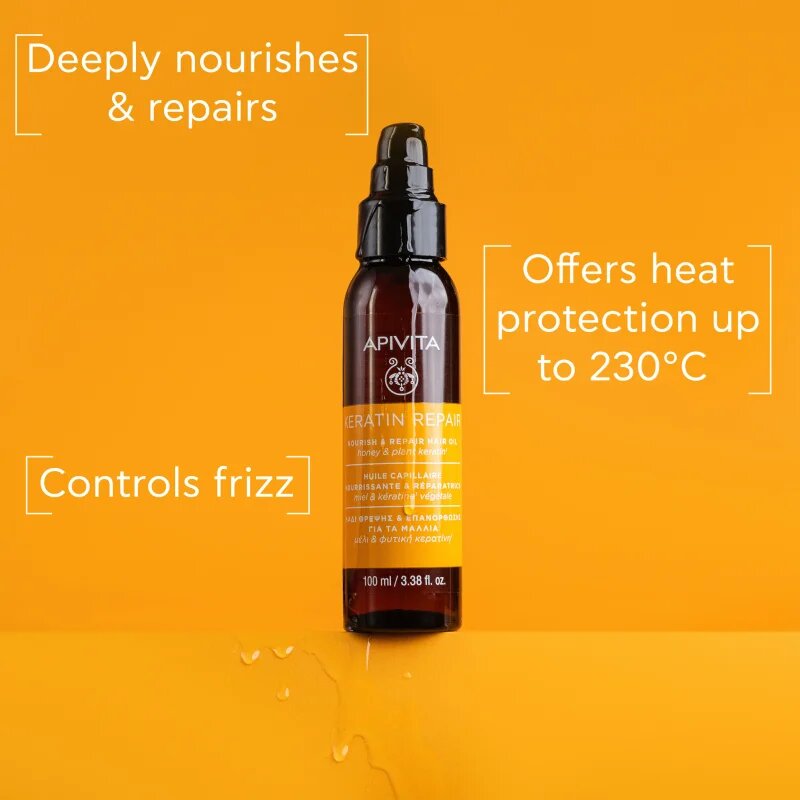 Apivita Keratin Repair Nourish Repair Hair Oil vlasový olej pro suché a poškozené vlasy 100 ml
