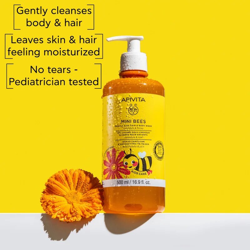 Apivita Mini Bees Gentle Kids Hair&Body wash Calendula&Honey mycí gel na tělo a vlasy 500 ml