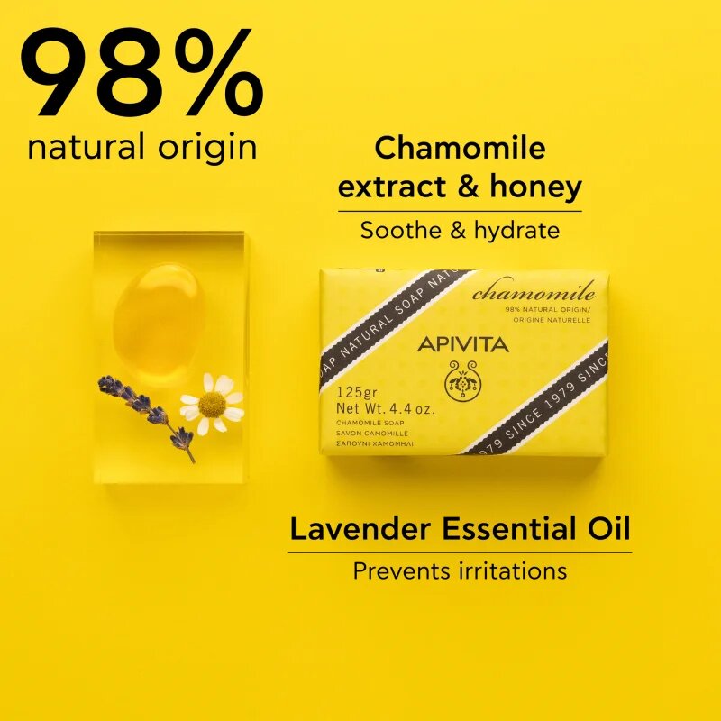 Apivita Natural Soap Chamomile čisticí tuhé mýdlo 125 g
