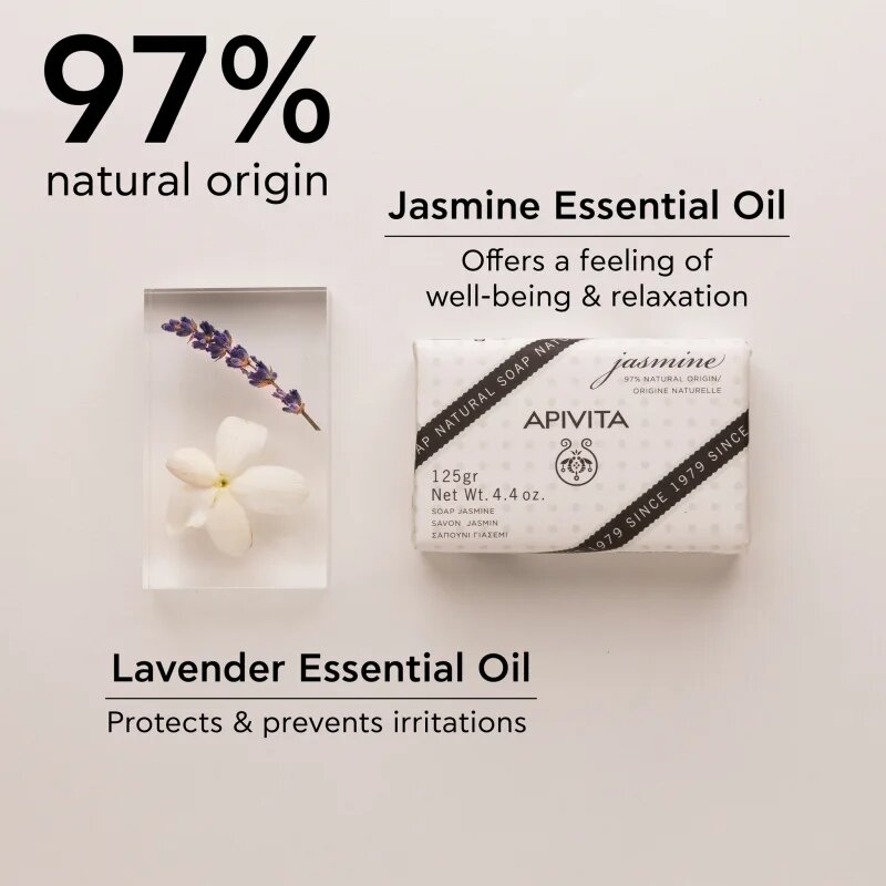 Apivita Natural Soap Jasmine čisticí tuhé mýdlo 125 g