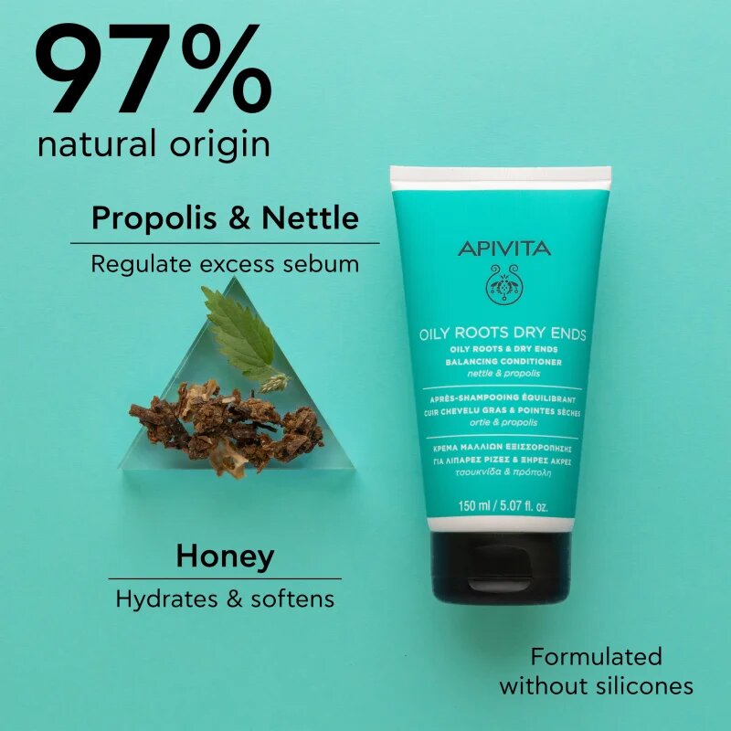Apivita Oily Roots & Dry Ends Balancing Conditioner kondicionér pro mastnou vlasovou pokožku a suché konečky 150 ml