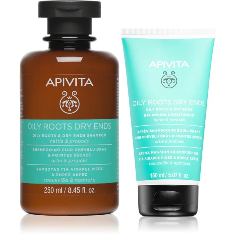 Apivita Oily Roots & Dry Ends sada pro mastnou vlasovou pokožku a suché konečky