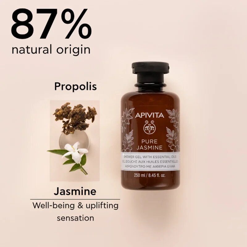 Apivita Pure Jasmine Shower Gel hydratační sprchový gel s esenciálními oleji 250 ml