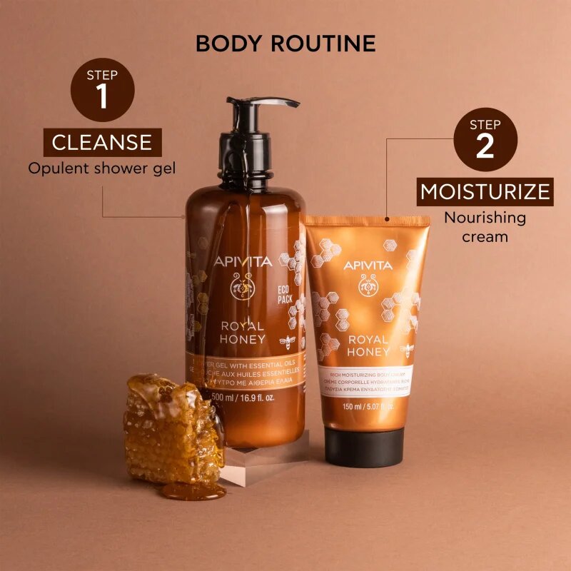 Apivita Royal Honey Creamy Shower Gel hydratační sprchový gel s esenciálními oleji 500 ml