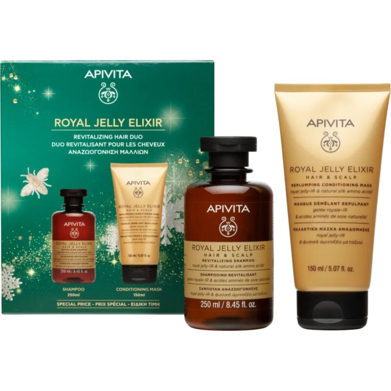 Apivita Royal Jelly Elixir Revitalizing Hair Duo vánoční dárková sada s revitalizačním účinkem