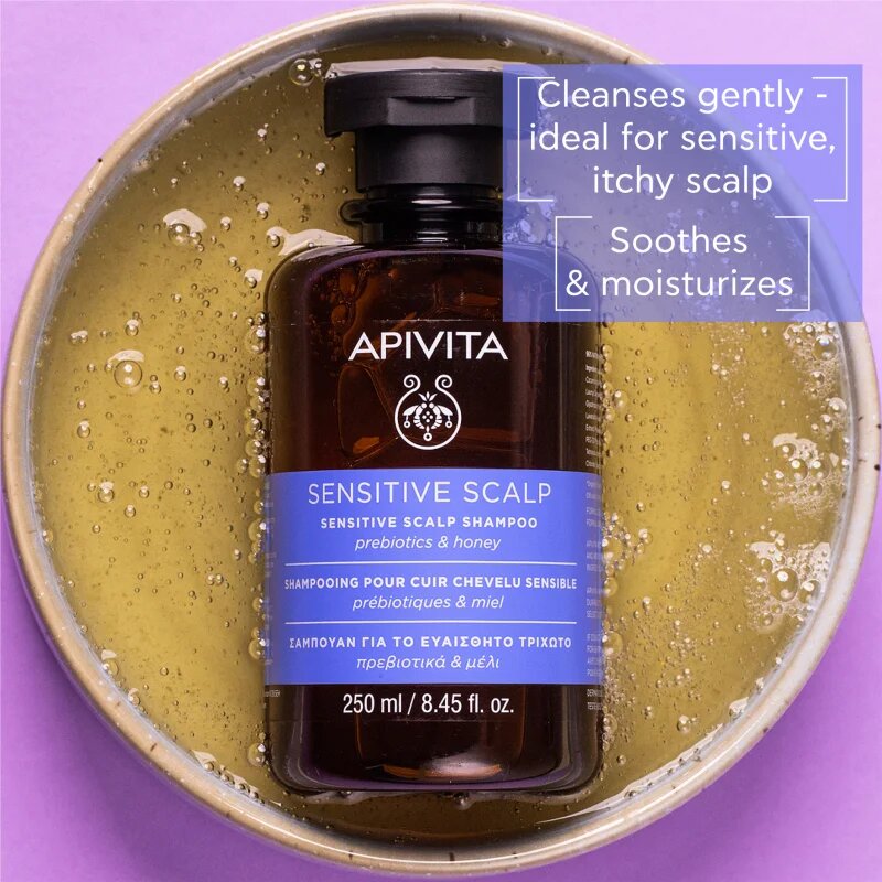 Apivita Sensitive Scalp Shampoo šampon pro citlivou a podrážděnou pokožku hlavy bez sulfátů 250 ml