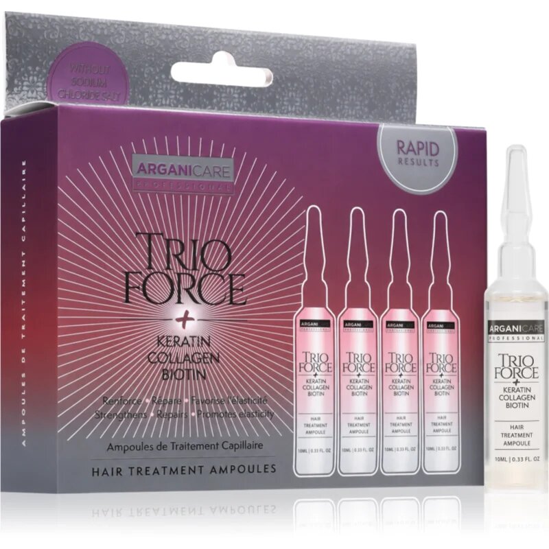 Arganicare Trio Force Hair Treatment ampule pro růst vlasů a posílení od kořínků 4x10 ml