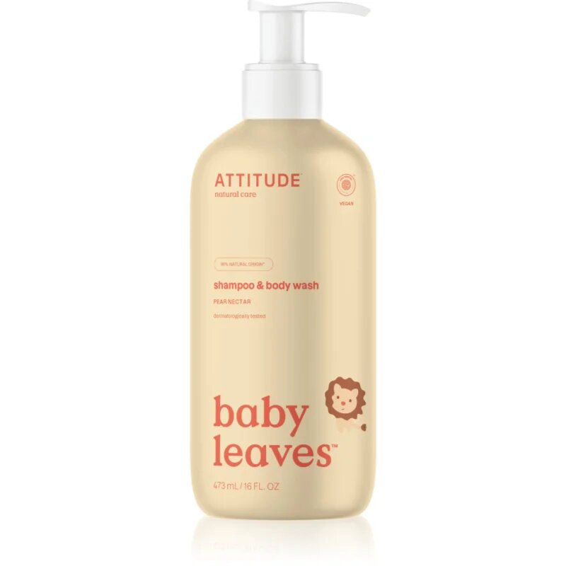 Attitude Baby Leaves Pear Nectar sprchový gel a šampon 2 v 1 s vůní hruškové šťávy 473 ml