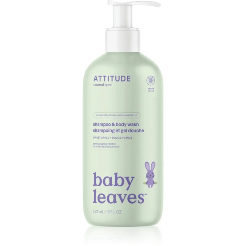 Attitude Baby Leaves Shampoo & Body wash šampon a sprchový gel pro děti s vůní sladkého jablka Sweet Apple 473 ml